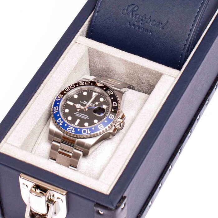 rapport 2 piece watch box kensington blue l320 4.0 Watch Winders, Watch Boxes & Watch Safes Rapport 2 Piece Watch Box Kensington Navy Blue L320