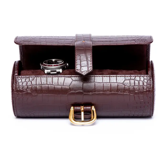 rapport three watch roll brompton brown d165 0 Watch Winders, Watch Boxes & Watch Safes Rapport Three Watch Roll Brompton Brown D165