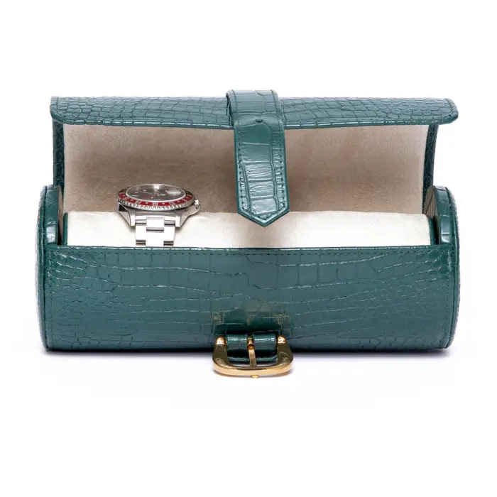 rapport three watch roll brompton green d168 0 Watch Winders, Watch Boxes & Watch Safes Rapport Three Watch Roll Brompton Green D168