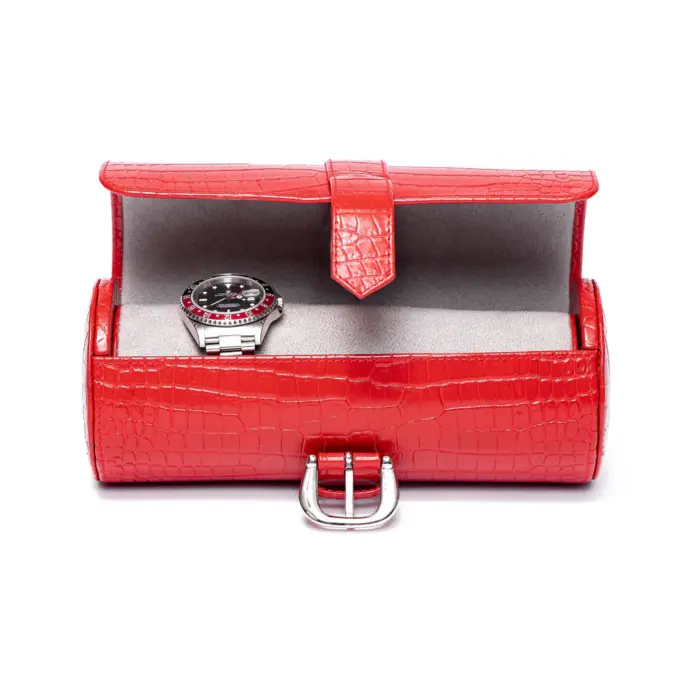 rapport three watch roll brompton red d167 0 Watch Winders, Watch Boxes & Watch Safes Rapport Three Watch Roll Brompton Red D167