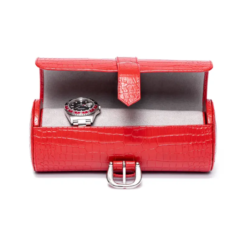rapport three watch roll brompton red d167 0 Watch Winders, Watch Boxes & Watch Safes Rapport Three Watch Roll Brompton Red D167