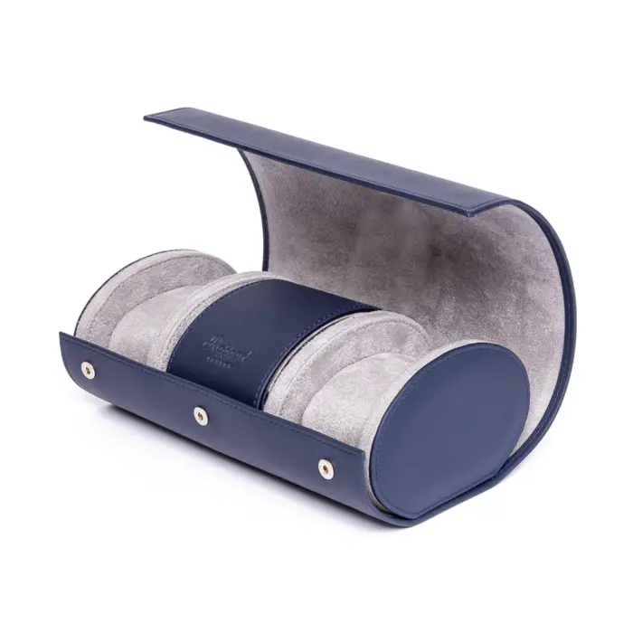 rapport three watch roll hyde park navy blue d286 03 Watch Winders, Watch Boxes & Watch Safes Rapport Three Watch Roll Hyde Park Navy Blue D286