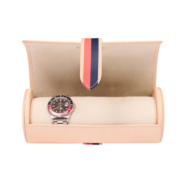 rapport x la californienne triple watch roll red navy cnr01 open Watch Winders, Watch Boxes & Watch Safes Rapport x La Californienne Triple Watch Roll Red/Navy CNR01