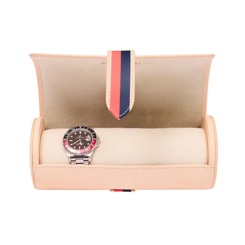 rapport x la californienne triple watch roll red navy cnr01 open Watch Winders, Watch Boxes & Watch Safes Rapport x La Californienne Triple Watch Roll Red/Navy CNR01