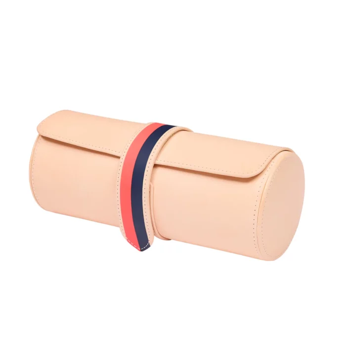 rapport x la californienne triple watch roll red navy cnr01 side Watch Winders, Watch Boxes & Watch Safes Rapport x La Californienne Triple Watch Roll Red/Navy CNR01