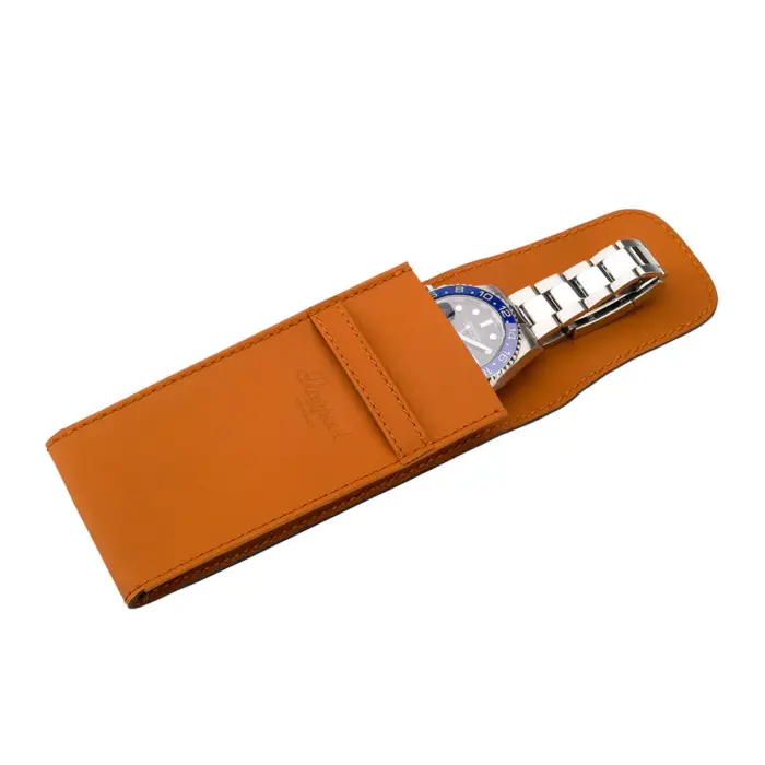 rapport single watch pouch in leather hyde park tan 00 Watch Winders, Watch Boxes & Watch Safes Rapport Single Watch Pouch in Leather Hyde Park Tan