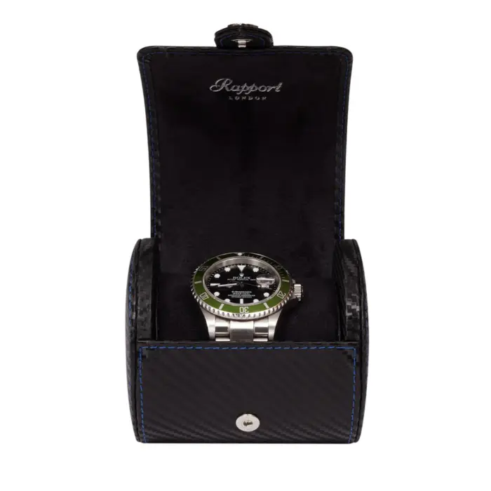 rapport single watch roll carbon black 01 Watch Winders, Watch Boxes & Watch Safes Rapport Single Watch Roll Carbon Black