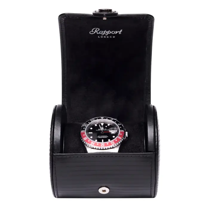 rapport single watch roll nova black open Watch Winders, Watch Boxes & Watch Safes Rapport Single Watch Roll Nova Black