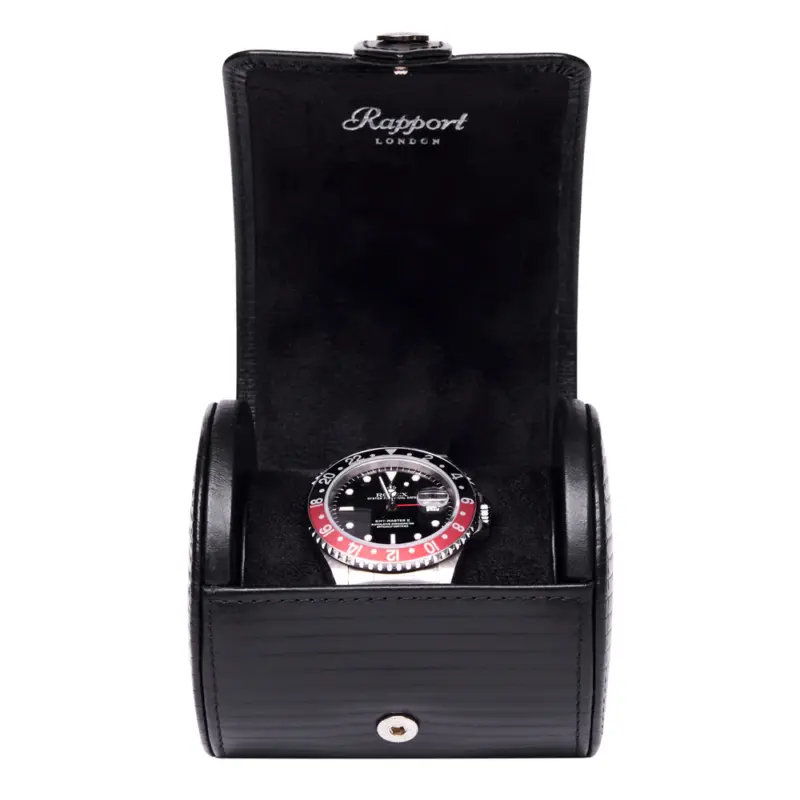 rapport single watch roll nova black open Watch Winders, Watch Boxes & Watch Safes Watch Winders, Watch Boxes & Watch Safes