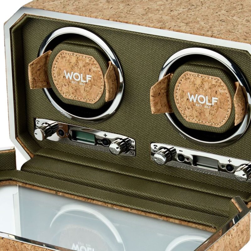 wolf cortica double watch winder detail Watch Winders, Watch Boxes & Watch Safes WOLF Cortica Double Watch Winder