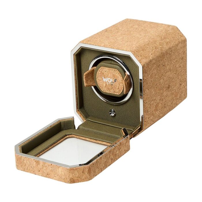 wolf cortica single watch winder sideopen Watch Winders, Watch Boxes & Watch Safes WOLF Cortica Single Watch Winder