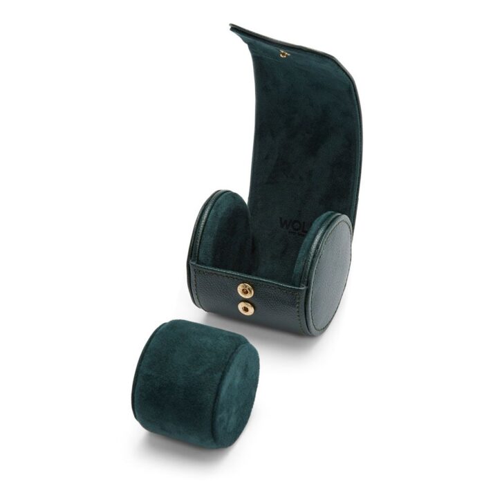 wolf single watch roll british racing green open1 Watch Winders, Watch Boxes & Watch Safes WOLF Single Watch Roll British Racing Green