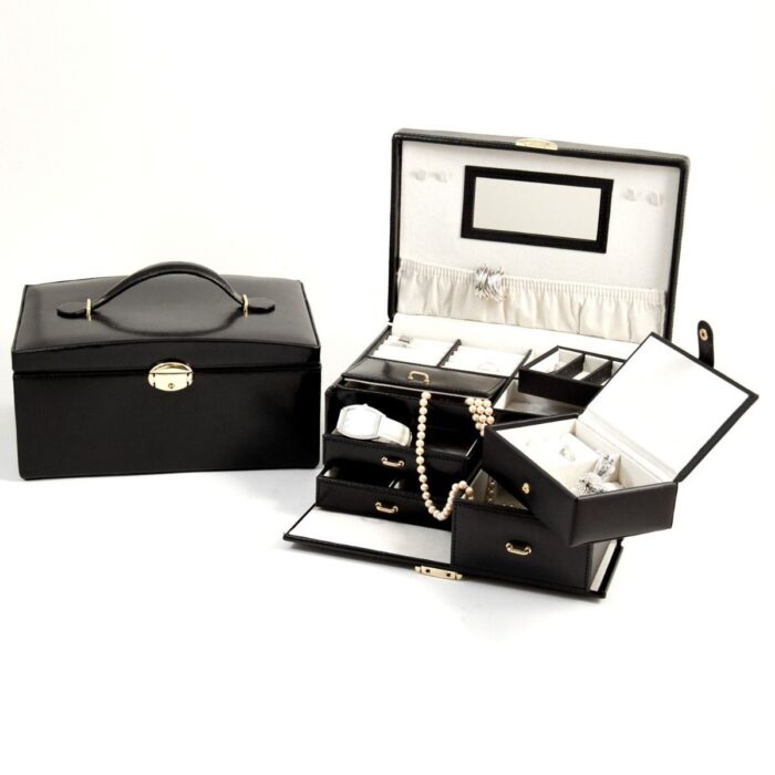 bey berk jewelry box adele black leather 00 Watch Winders, Watch Boxes & Watch Safes Bey Berk Jewelry Box Adele Black Leather
