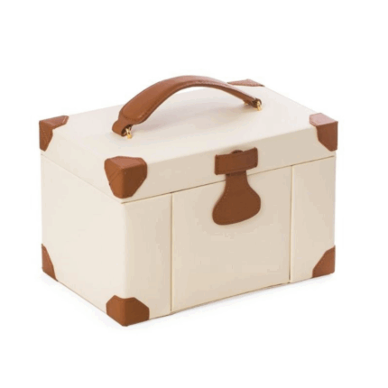 Bey Berk Jewelry Box Ivory Leather