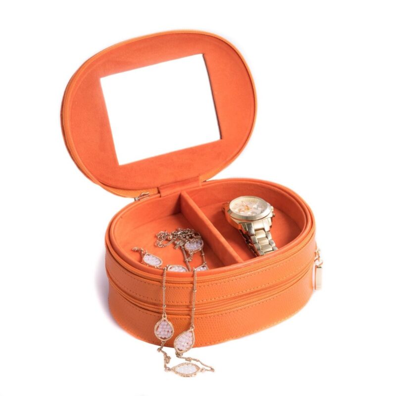 bey berk jewelry case lizard leather camille orange 00 Watch Winders, Watch Boxes & Watch Safes Bey Berk Jewelry Case Lizard Leather Camille Orange