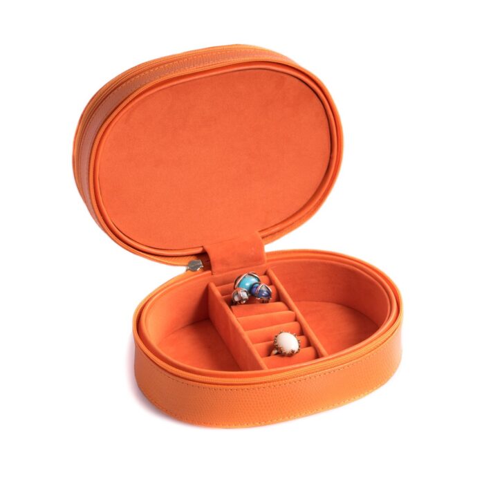 bey berk jewelry case lizard leather camille orange 02 Watch Winders, Watch Boxes & Watch Safes Bey Berk Jewelry Case Lizard Leather Camille Orange