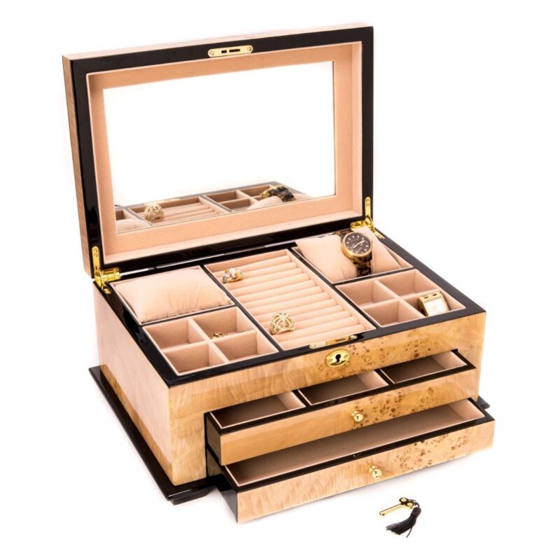 bey berk jewelry chest birdseye maple lacquered wood 0 Watch Winders, Watch Boxes & Watch Safes Watch Winders, Watch Boxes & Watch Safes