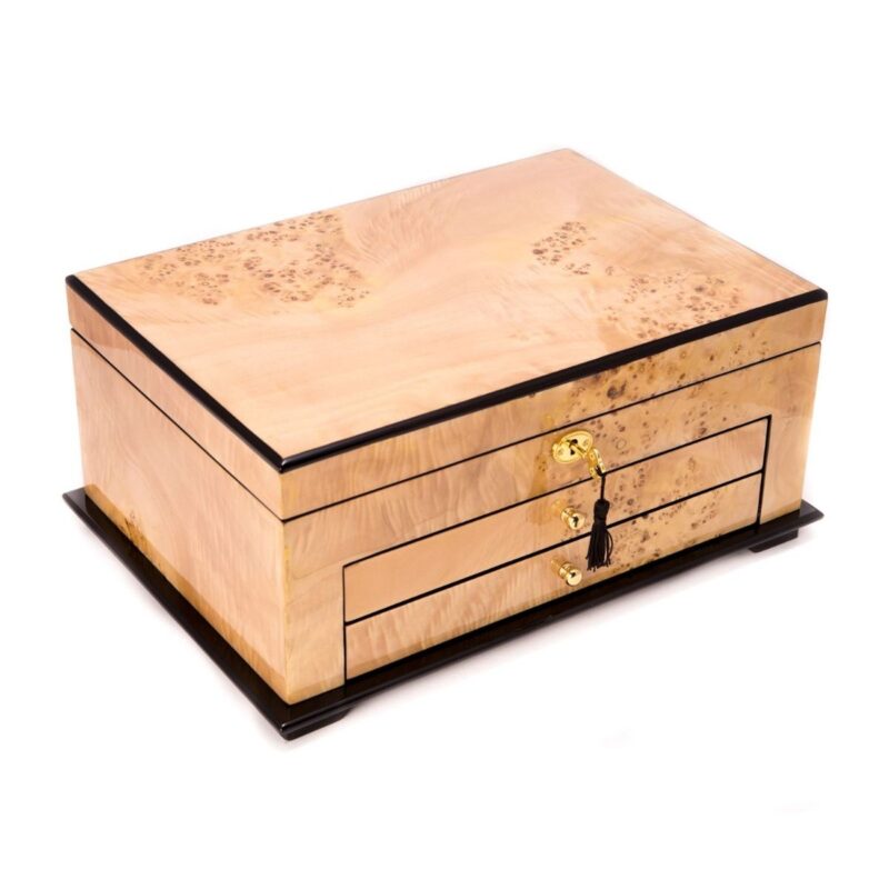 bey berk jewelry chest birdseye maple lacquered wood 00 Watch Winders, Watch Boxes & Watch Safes Bey Berk Jewelry Chest Birdseye Maple Lacquered Wood