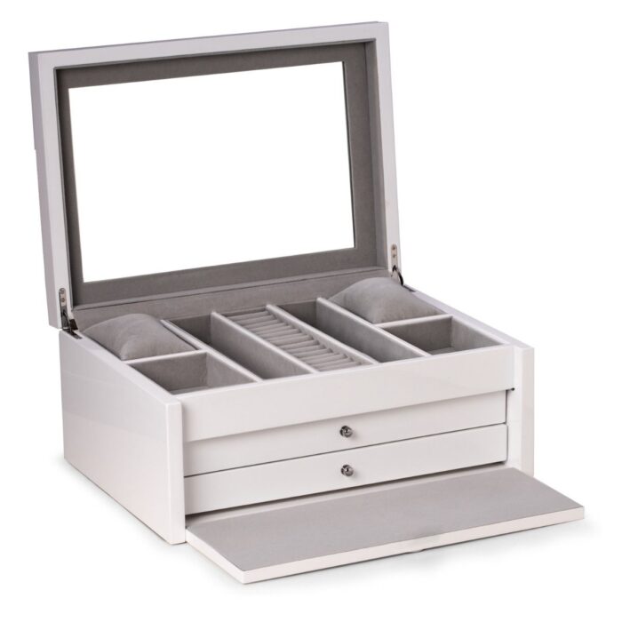 bey berk jewelry chest leighton white lacquer 0 Watch Winders, Watch Boxes & Watch Safes Bey Berk Jewelry Chest with Watch Storage Leighton White Lacquer