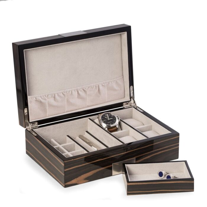 bey berk valet box jewelry box easton ebony wood 0 Watch Winders, Watch Boxes & Watch Safes Bey Berk Valet Box Jewelry Box Easton Ebony Wood