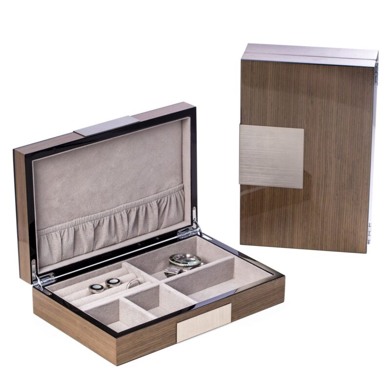 bey berk valet box jewelry box prince silver walnut Watch Winders, Watch Boxes & Watch Safes Bey Berk Valet Box Jewelry Box Prince Silver Walnut