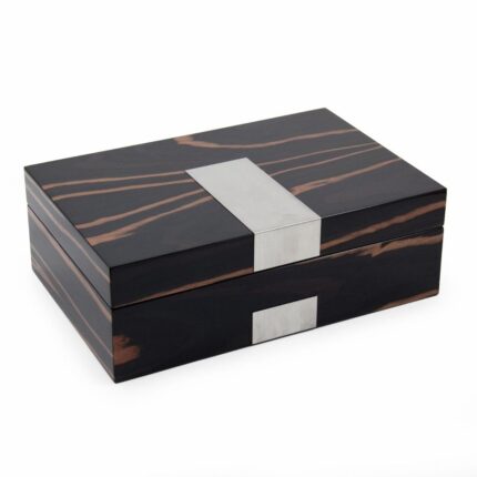 Bey Berk Valet Box with Watch Storage Mateo Ebony Burl Wood