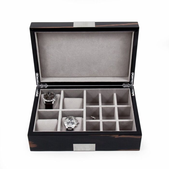 bey berk valet box with watch storage mateo ebony burl wood 02 Watch Winders, Watch Boxes & Watch Safes Bey Berk Valet Box with Watch Storage Mateo Ebony Burl Wood