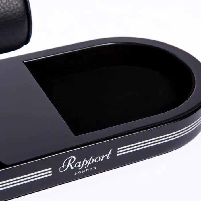 rapport watch stand with tray formula black silver 02 Watch Winders, Watch Boxes & Watch Safes Rapport Watch Stand with Tray Formula Black Silver