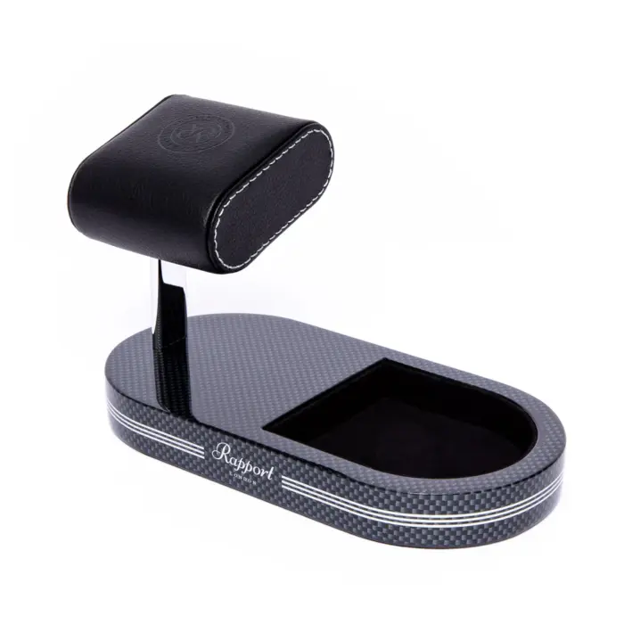 rapport watch stand with tray formula carbon fibre 01 Watch Winders, Watch Boxes & Watch Safes Rapport Watch Stand with Tray Formula Carbon Fibre
