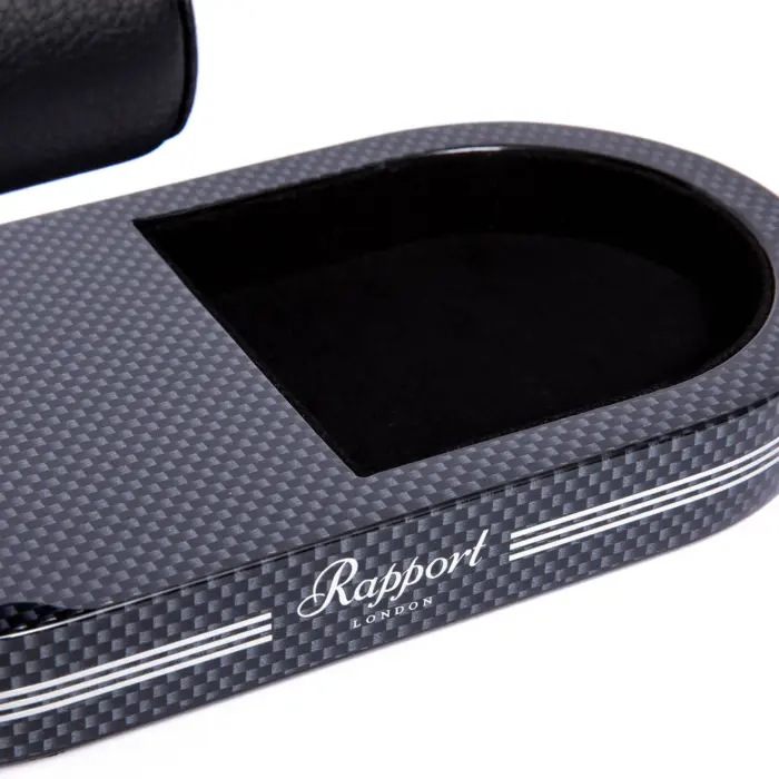 rapport watch stand with tray formula carbon fibre 02 Watch Winders, Watch Boxes & Watch Safes Rapport Watch Stand with Tray Formula Carbon Fibre