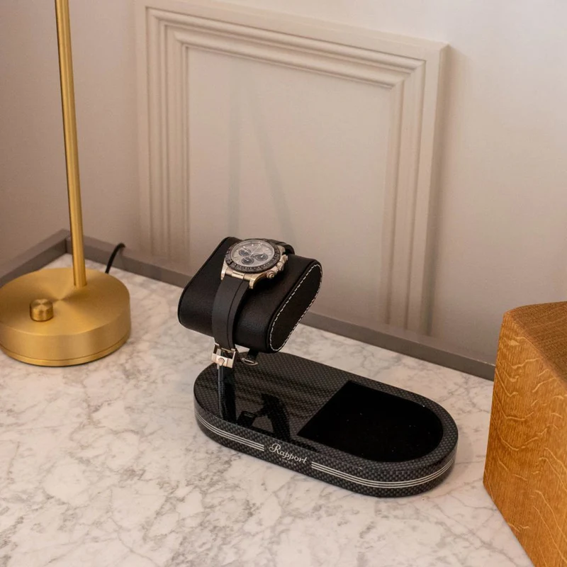 rapport watch stand with tray formula carbon fibre 03 Watch Winders, Watch Boxes & Watch Safes Watch Winders, Watch Boxes & Watch Safes