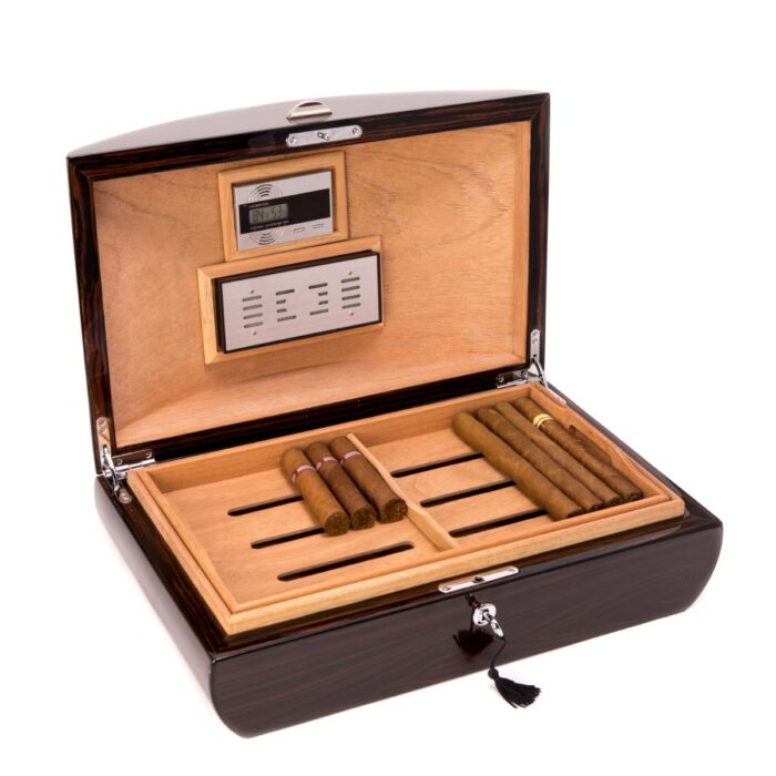 bey berk 100 cigar humidor lacquered ebony wood 0 Watch Winders, Watch Boxes & Watch Safes Bey Berk 100 Cigar Humidor Lacquered Ebony Wood