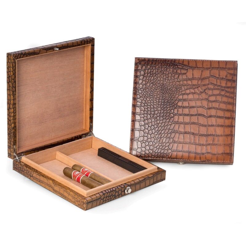 bey berk 12 cigar humidor brown croco leather Watch Winders, Watch Boxes & Watch Safes Watch Winders, Watch Boxes & Watch Safes