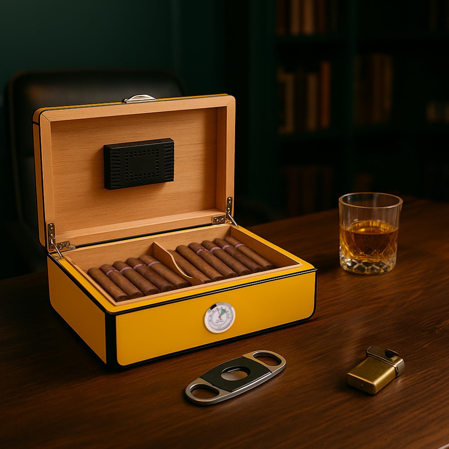 bey-berk-25-cigar-humidor-carbon-fiber-yellow-lacquered-wood-000000 bey berk 25 cigar humidor carbon fiber yellow lacquered wood 000000 Watch Winders, Watch Boxes & Watch Safes Bey Berk 25 Cigar Humidor Carbon Fiber & Yellow Lacquered Wood