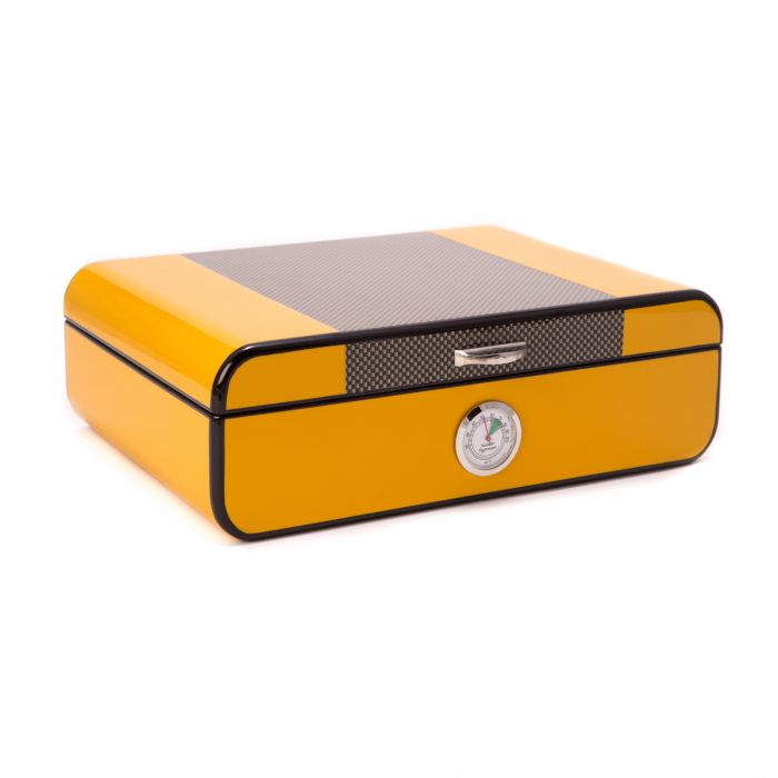 bey berk 25 cigar humidor carbon fiber yellow lacquered wood Watch Winders, Watch Boxes & Watch Safes Watch Winders, Watch Boxes & Watch Safes