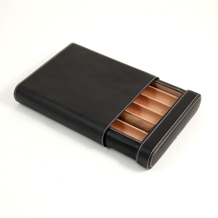 bey berk 5 cigar humidor black leather 0 Watch Winders, Watch Boxes & Watch Safes Bey Berk 5 Cigar Humidor Black Leather