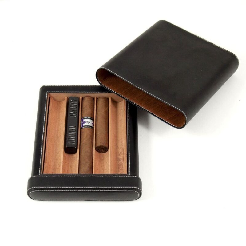 bey berk 5 cigar humidor black leather 000 Watch Winders, Watch Boxes & Watch Safes Watch Winders, Watch Boxes & Watch Safes