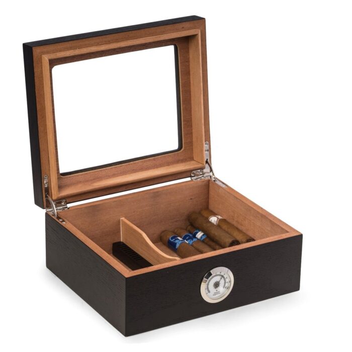 bey berk 50 cigar humidor espresso wood with glass lid Watch Winders, Watch Boxes & Watch Safes Bey Berk 50 Cigar Humidor Espresso Wood with Glass Lid