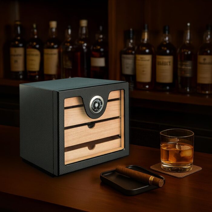 bey berk 60 cigar humidor matt carbon fiber lifestyle Watch Winders, Watch Boxes & Watch Safes Bey Berk 60 Cigar Humidor Matt Carbon Fiber