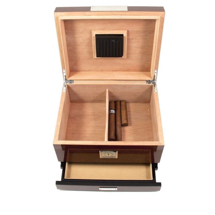 bey berk 60 cigar humidor walnut wood with accessory drawer 0 Watch Winders, Watch Boxes & Watch Safes Bey Berk 60 Cigar Humidor Walnut Wood with Accessory Drawer