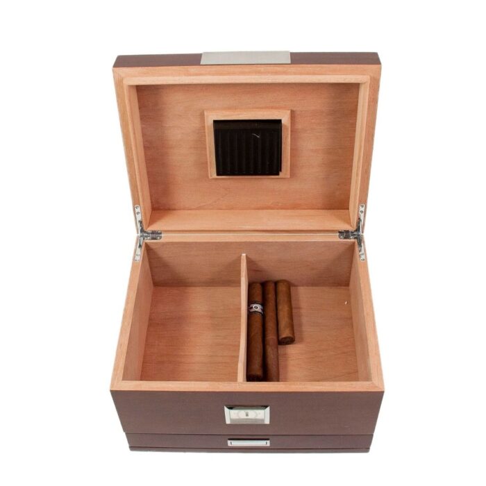bey berk 60 cigar humidor walnut wood with accessory drawer 000 Watch Winders, Watch Boxes & Watch Safes Bey Berk 60 Cigar Humidor Walnut Wood with Accessory Drawer