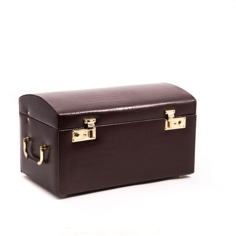 bey berk jewelry chest with multi levels brown croco leather Watch Winders, Watch Boxes & Watch Safes Watch Winders, Watch Boxes & Watch Safes