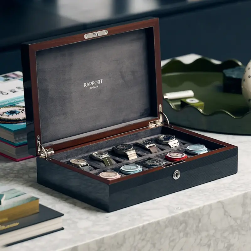 rapport 10 piece watch box carbon fibre l285 0 Watch Winders, Watch Boxes & Watch Safes Watch Winders, Watch Boxes & Watch Safes