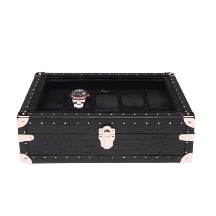 rapport brompton optic 10 piece watch box black l282 closed Watch Winders, Watch Boxes & Watch Safes Rapport Brompton Optic 10 Piece Watch Box Black L282