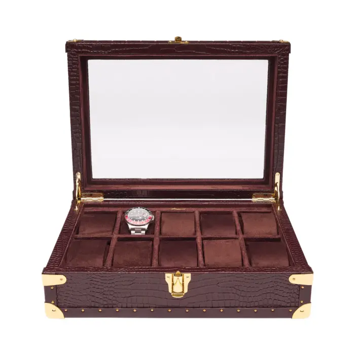 rapport brompton optic 10 piece watch box brown l283 Watch Winders, Watch Boxes & Watch Safes Rapport Brompton Optic 10 Piece Watch Box Brown L283