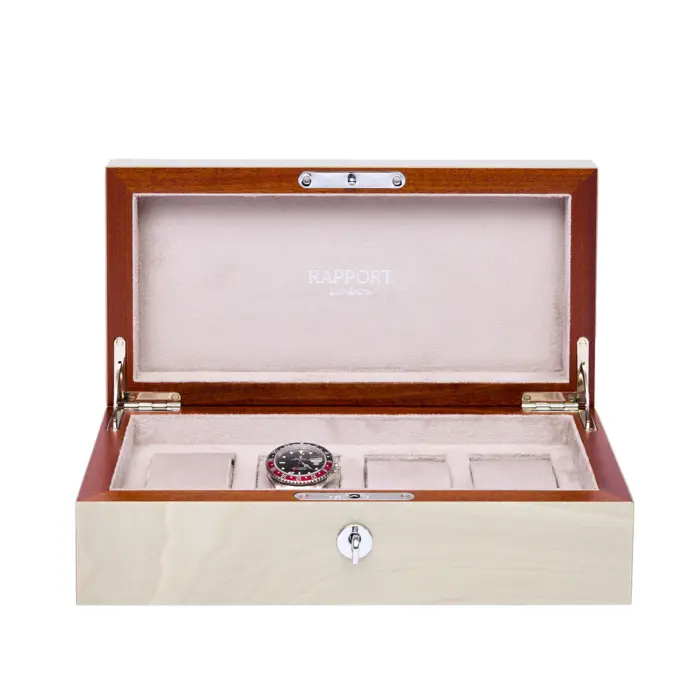 rapport heritage chroma 4 piece watch box grey l409 Watch Winders, Watch Boxes & Watch Safes Rapport Heritage Chroma 4 Piece Watch Box Grey L409