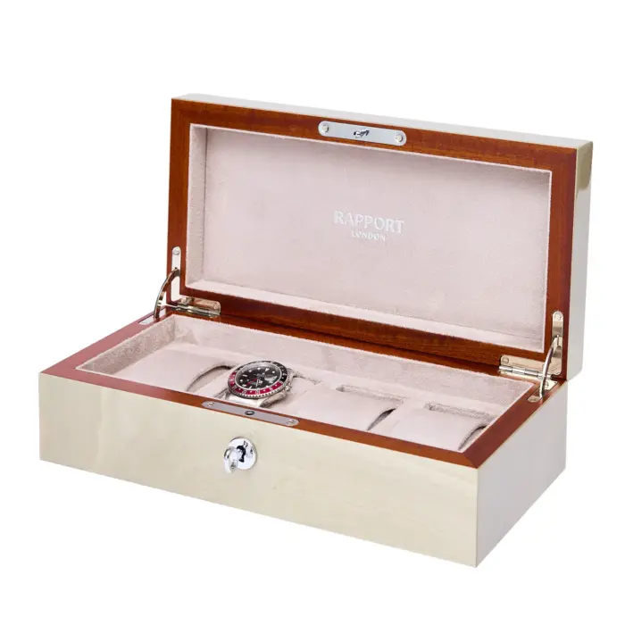 rapport heritage chroma 4 piece watch box grey l409 side Watch Winders, Watch Boxes & Watch Safes Rapport Heritage Chroma 4 Piece Watch Box Grey L409