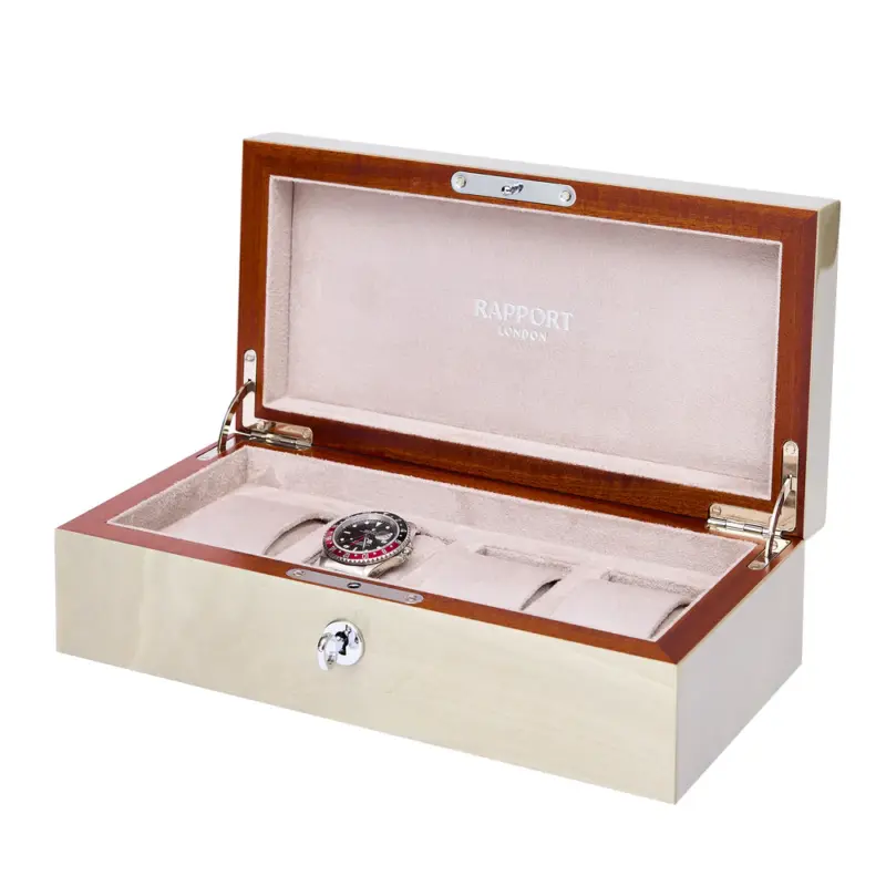 rapport heritage chroma 4 piece watch box grey l409 side Watch Winders, Watch Boxes & Watch Safes Rapport Heritage Chroma 4 Piece Watch Box Grey L409