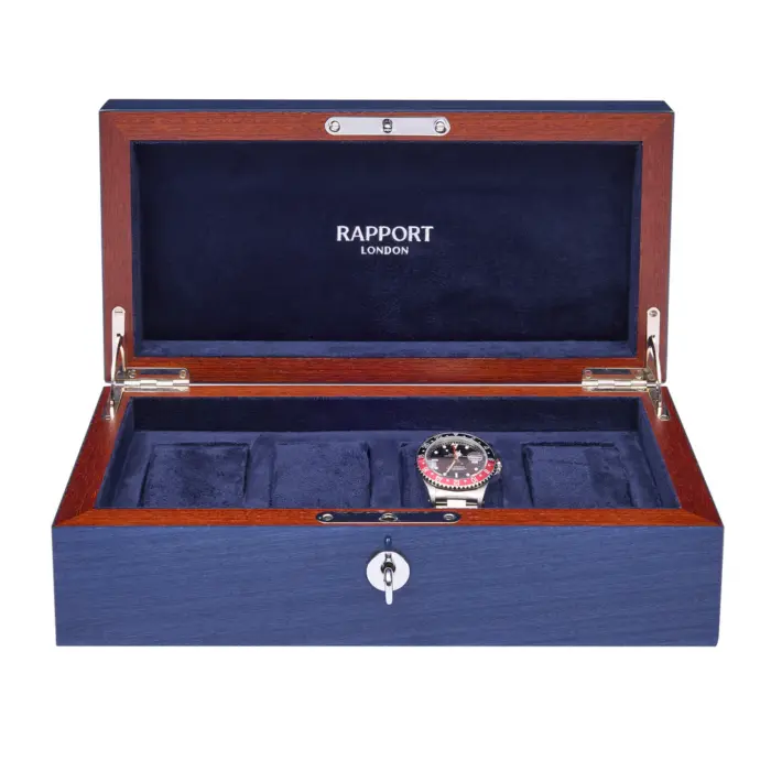 rapport heritage chroma 4 piece watch box navy l408 Watch Winders, Watch Boxes & Watch Safes Rapport Heritage Chroma 4 Piece Watch Box Navy L408
