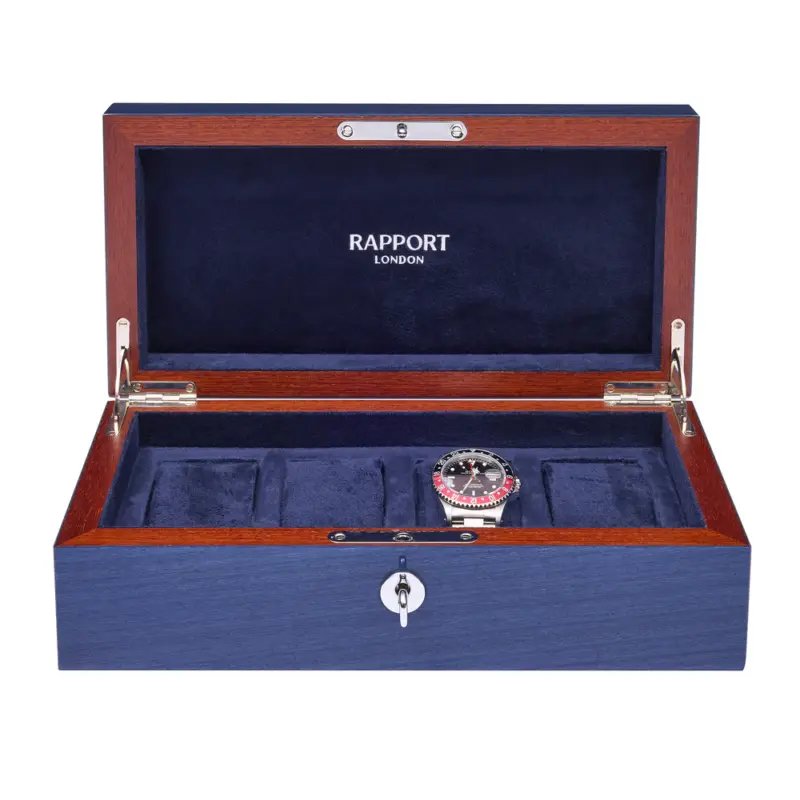 rapport heritage chroma 4 piece watch box navy l408 Watch Winders, Watch Boxes & Watch Safes Watch Winders, Watch Boxes & Watch Safes